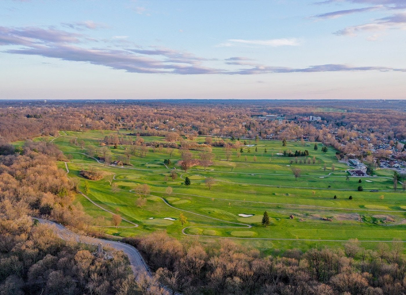 Tree-lined golf fairway in the Hills and Dales area of Dayton, Ohio