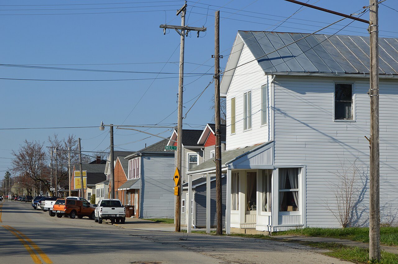 Main Street at Mill Street in Eldorado, Ohio