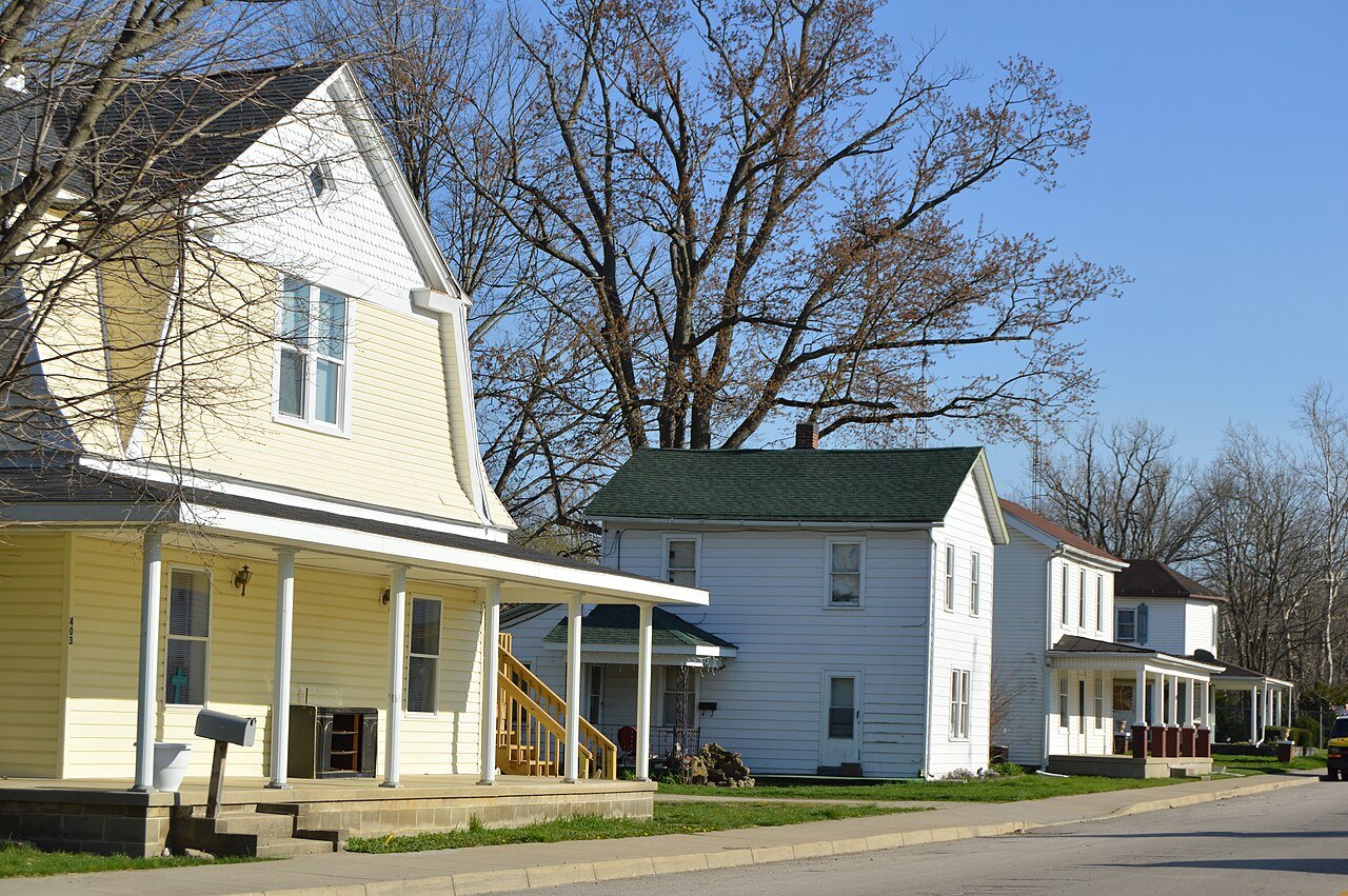 A residential street in New Paris, Ohio