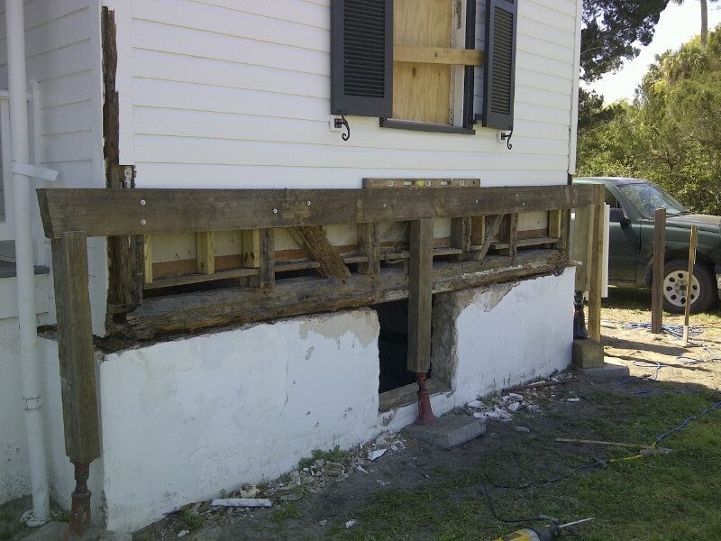 Replaced support beam after termite damage