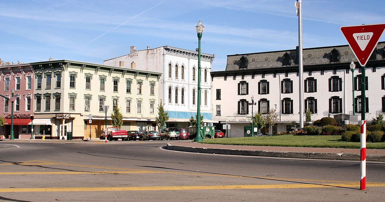 The public square circle in downtown Troy