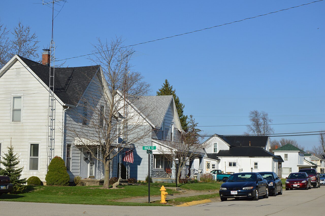 A street scene in West Manchester, Ohio